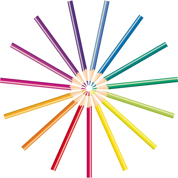 Crayons de différentes couleurs pour le dessin, illustration vectorielle — Image vectorielle