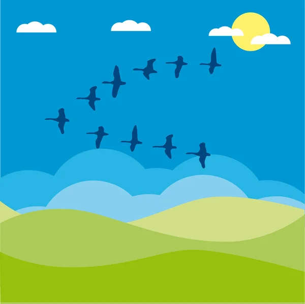 鸟类迁徙矢量图卡通 — 图库矢量图片