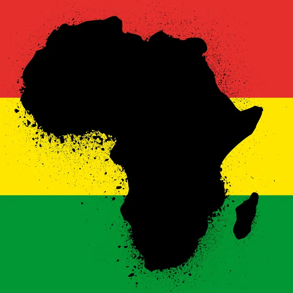 Mappa Grunge con bandiera dell'illustrazione vettoriale dell'inchiostro africano — Vettoriale Stock