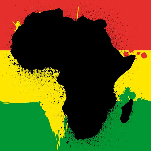 Grunge harita Afrika mürekkep vektör çizim bayrağı ile — Stok Vektör
