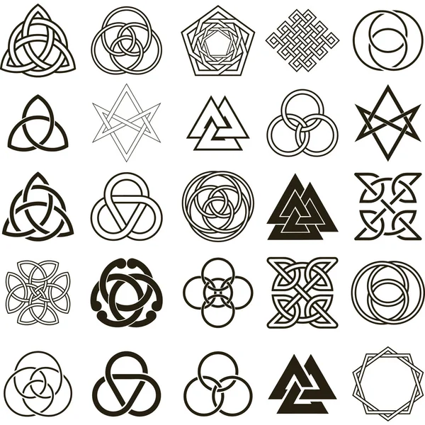 Set di simboli icone vettoriali. Set di disegno del tatuaggio . — Vettoriale Stock