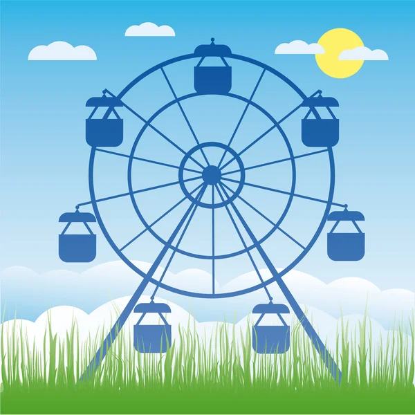 Ilustração do vetor da roda gigante. Desenhos animados do parque de diversões . —  Vetores de Stock