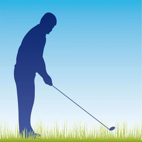 Силуэт игроков в гольф. Векторная иллюстрация — стоковый вектор
