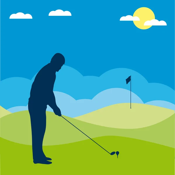 Golf oyuncuları siluet. vektör çizim — Stok Vektör