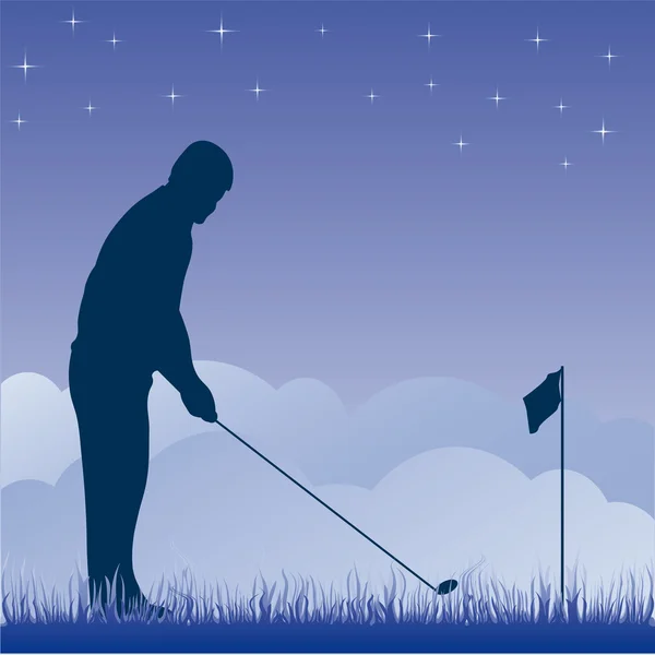 Silueta de jugadores de golf. Ilustración vectorial — Vector de stock