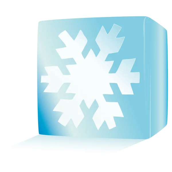 Illustrazione vettoriale cubo di ghiaccio blu su bianco — Vettoriale Stock