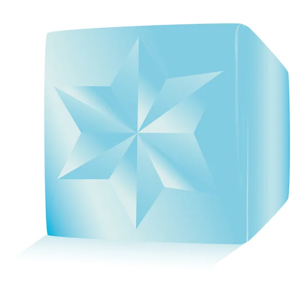 Illustrazione vettoriale cubo di ghiaccio blu su bianco — Vettoriale Stock