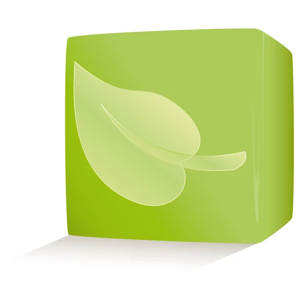 Ilustración vectorial cubo ambiental verde sobre blanco — Vector de stock