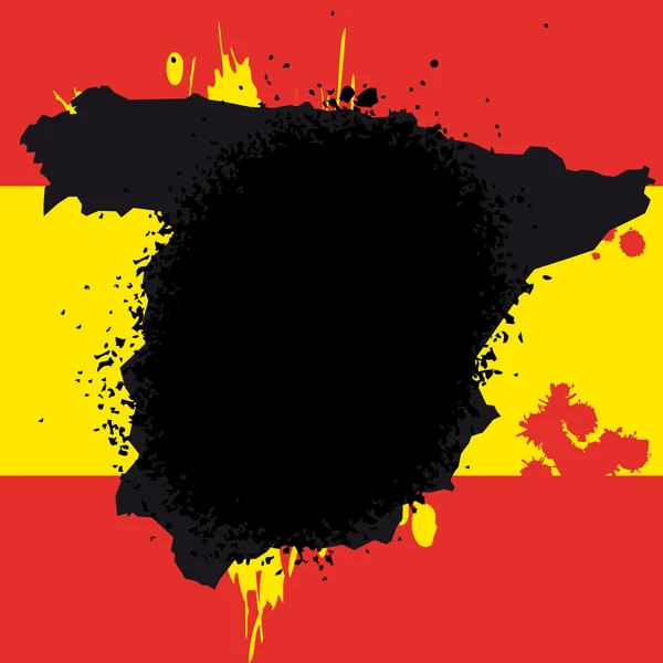 Abstract vector kleurkaart van Spanje land gekleurd door nationale vlag — Stockvector