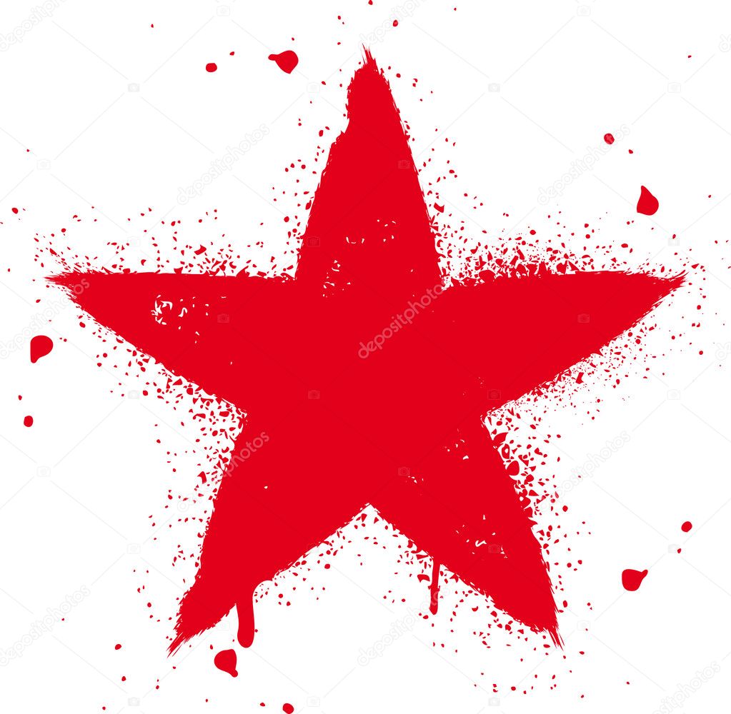Red star spray graffiti ink vector illustration