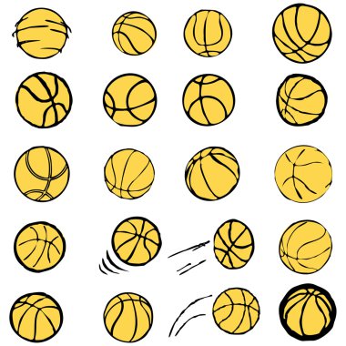 vektör basketbol set komik karikatür çizim