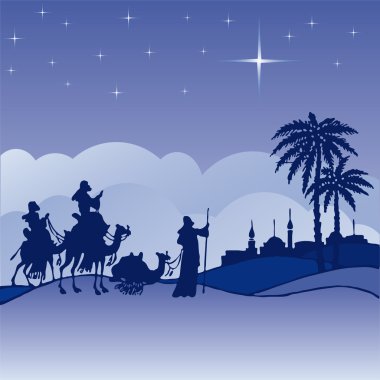 Wisemen silhouette cartoon vector illustration clipart