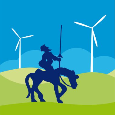 Don Quijote vector illustration cartoon silhouette clipart