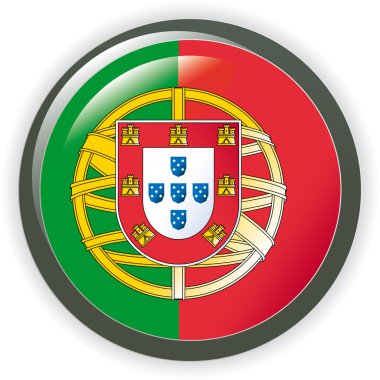 Portugal, shiny button flag vector illustration clipart