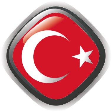 Türkiye, parlak düğme bayrak illüstrasyon vektör.