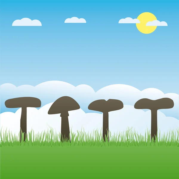 Raccolta di funghi vettoriali e di abeti — Vettoriale Stock