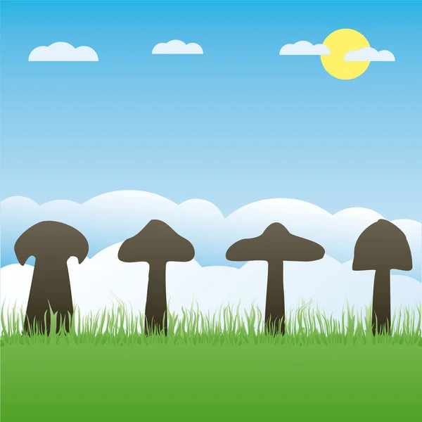 Coleção de cogumelos vetoriais e contornos de toadstool —  Vetores de Stock