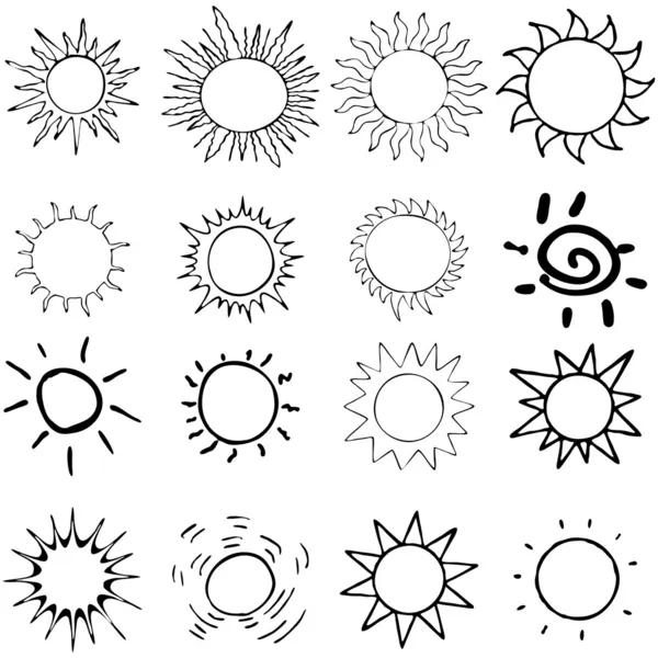 Definir resumo Ícones SUN símbolos quadrinhos ilustração vetorial —  Vetores de Stock