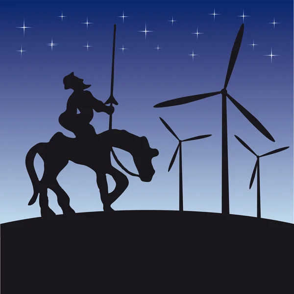 Don Quijote vector illustration cartoon silhouette — Stock Vector