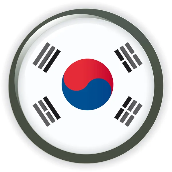 Flaga Korei lśniące przycisk wektor ilustracja — Wektor stockowy