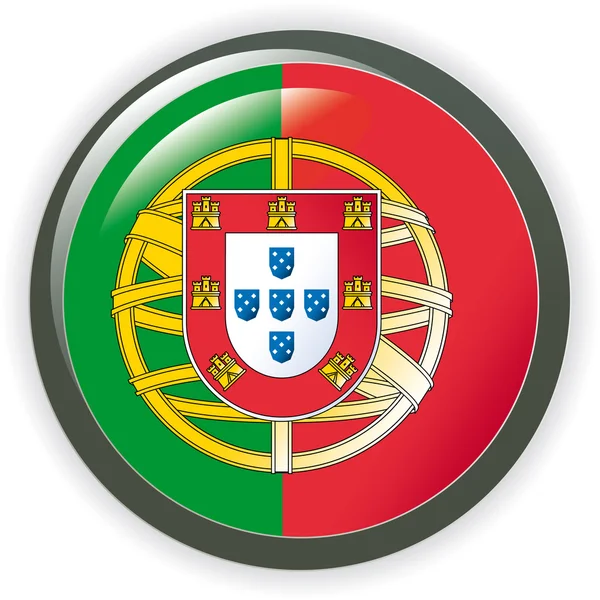 Portugal, illustration vectorielle de drapeau à bouton brillant — Image vectorielle