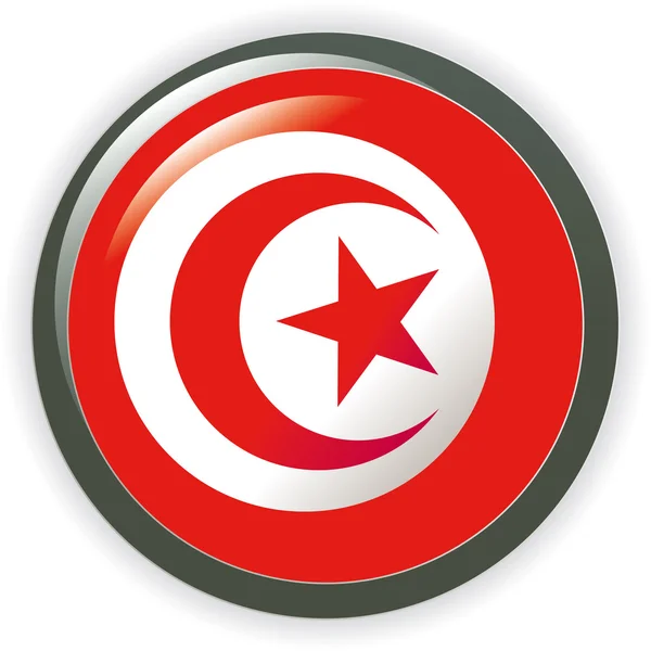 TUNÍSIA, ilustração de vetor de bandeira de botão brilhante —  Vetores de Stock