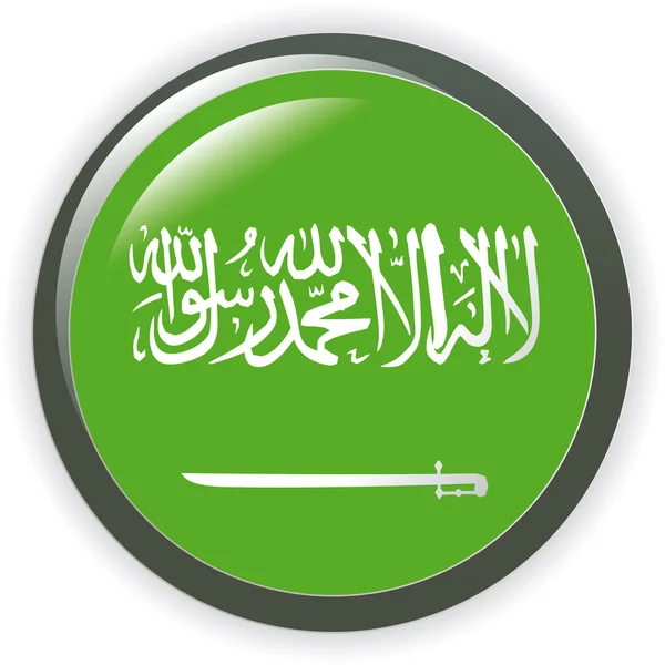 Саудовская Аравия, яркая векторная иллюстрация флага кнопки — стоковый вектор