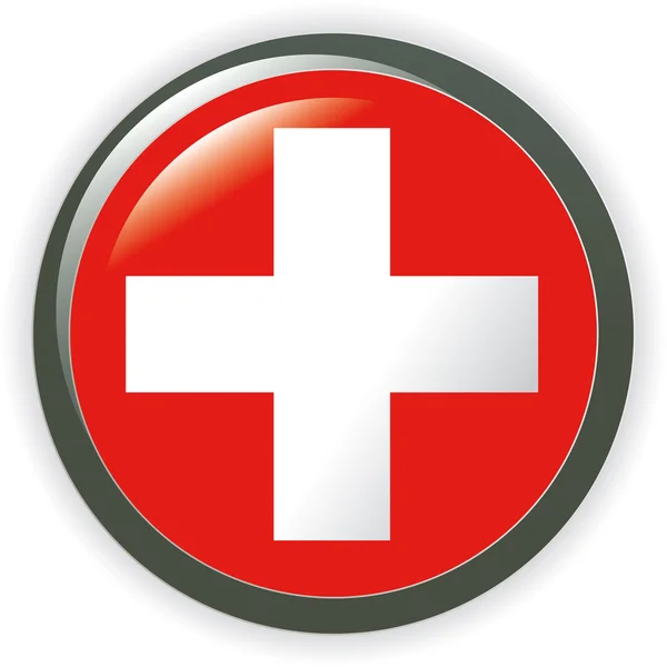 Zwitserland, glanzende knop vlag vector illustratie — Stockvector