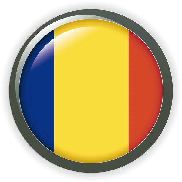 Romanya, beyaz zemin üzerine kare düğme bayrağı — Stok Vektör