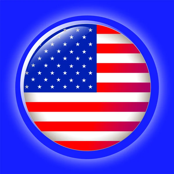 EE.UU., brillante botón bandera vector ilustración — Vector de stock