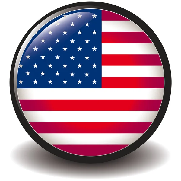 EE.UU., brillante botón bandera vector ilustración — Archivo Imágenes Vectoriales