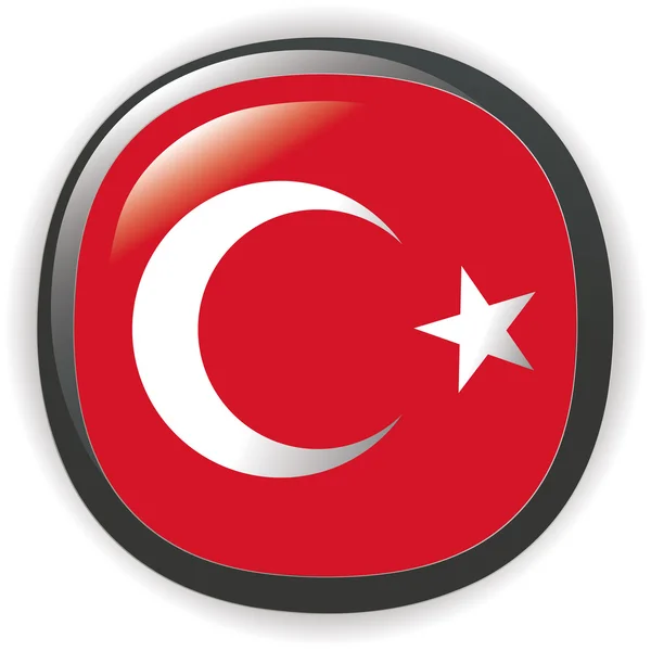 Τουρκία, λαμπερό κουμπί σημαία διανυσματικά εικονογράφηση — Διανυσματικό Αρχείο