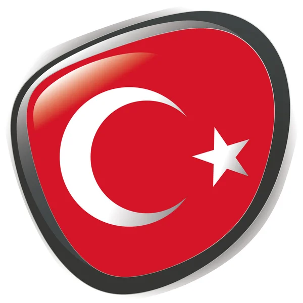Turquia, botão brilhante bandeira vetor ilustração —  Vetores de Stock