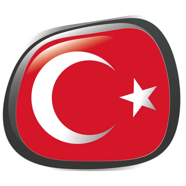 Turquía, brillante botón bandera vector ilustración — Vector de stock
