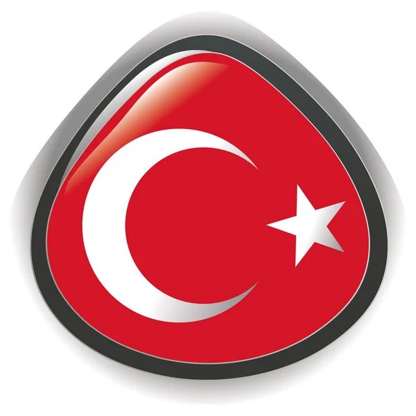 トルコ、光沢のあるボタン フラグ ベクトル イラスト — ストックベクタ