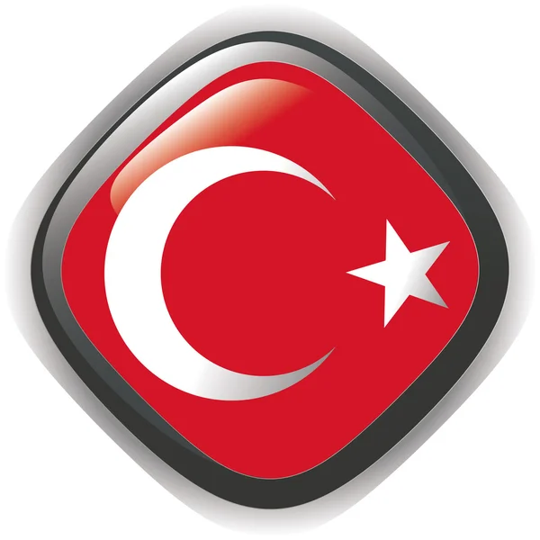 Турция, блестящая векторная иллюстрация флага кнопки — стоковый вектор