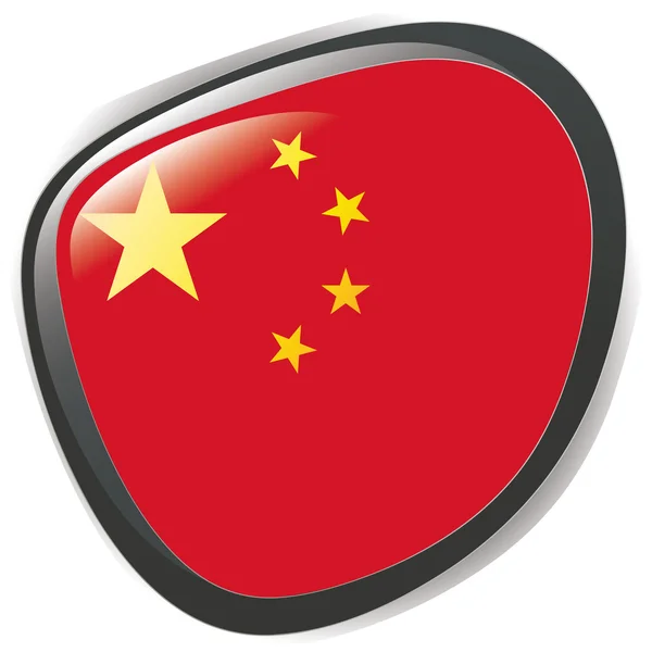 Кнопка с изображением флага Китая — стоковый вектор