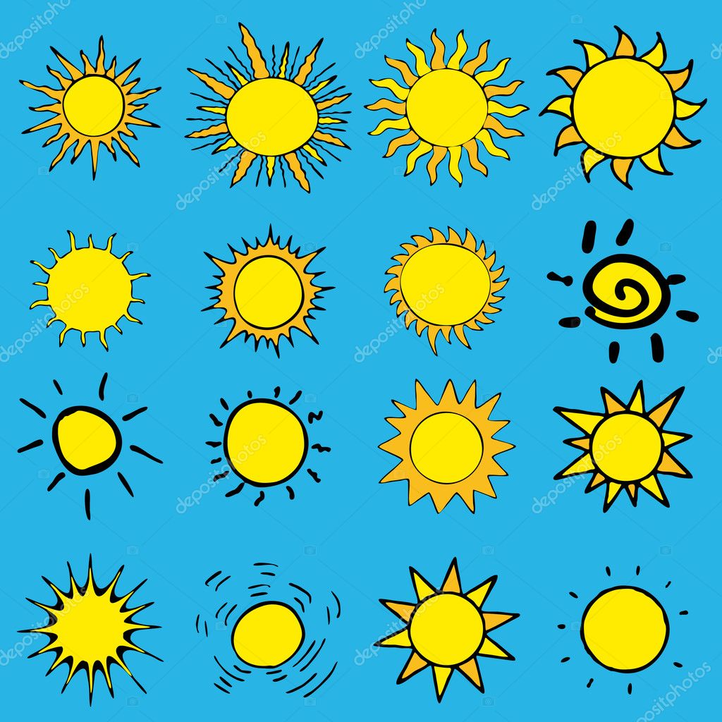 Set abstract SUN icons symbols comic vector illustration Stock Vector ...