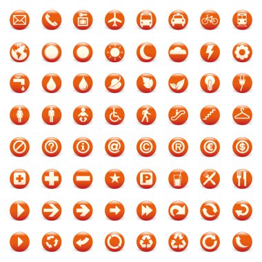 64 presentation buttons icons symbol web eco. clipart