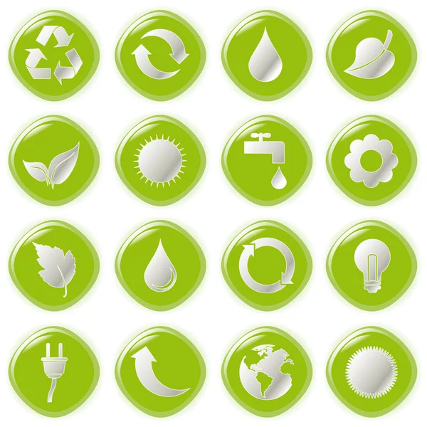 Vector εικονογράφηση πράσινο περιβαλλοντικές φυσαλίδες σε λευκό — Διανυσματικό Αρχείο