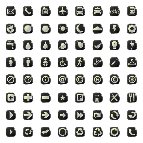 64 кнопки презентации иконки символа веб-эко . — стоковый вектор