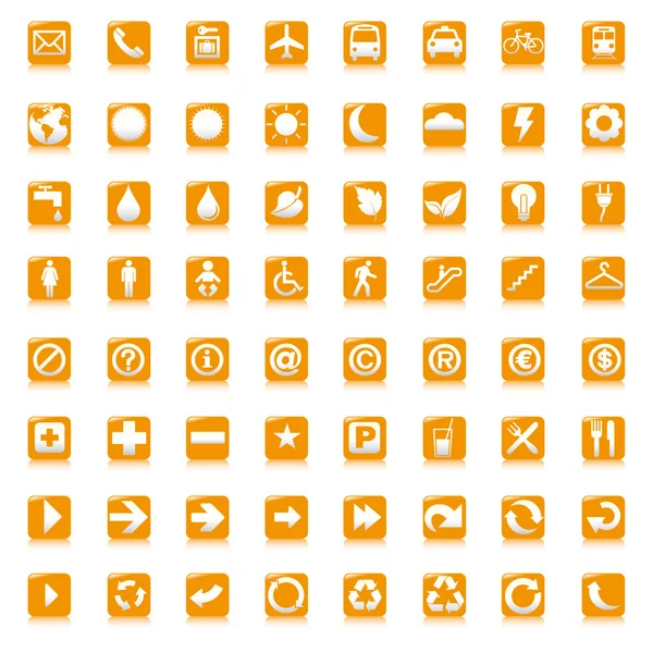 64 boutons de présentation icônes symbole web eco . — Image vectorielle