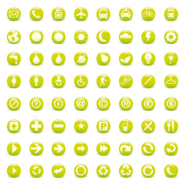 64 botones de presentación iconos símbolo web eco . — Archivo Imágenes Vectoriales