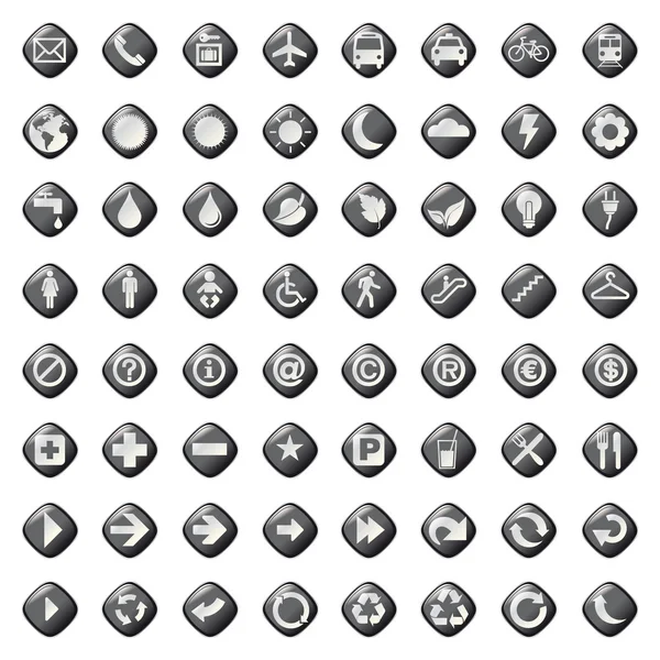 64 boutons de présentation icônes symbole web eco . — Image vectorielle
