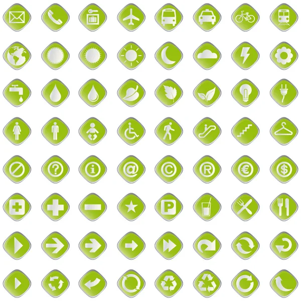 64 presentatie knoppen pictogrammen symbool web eco. — Stockvector