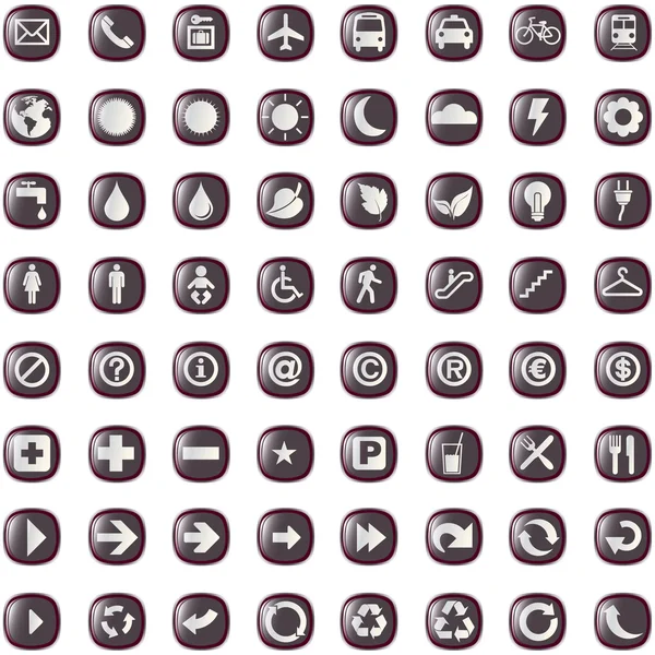 64 prezentaci tlačítka ikony symbolu webové eco. — Stockový vektor