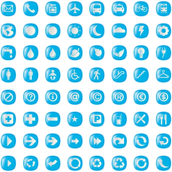 64 pulsanti di presentazione icone simbolo web eco . — Vettoriale Stock
