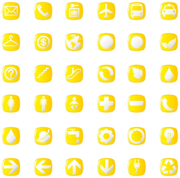 64 botones de presentación iconos símbolo web eco . — Vector de stock