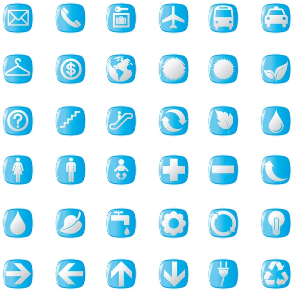 64 botones de presentación iconos símbolo web eco . — Vector de stock