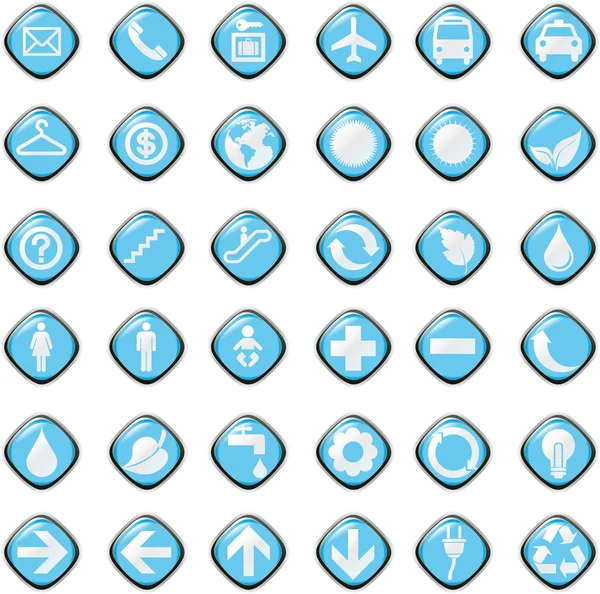 64 prezentaci tlačítka ikony symbolu webové eco. — Stockový vektor
